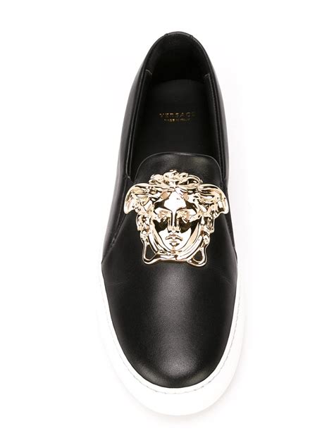 new versace black leather sneaker medusa